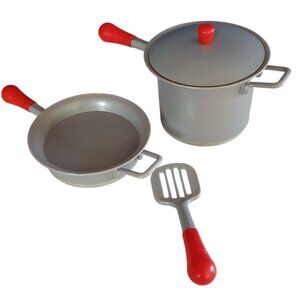 Toys R Us Gray Plastic Pot And Frying Pan Set Lights Sounds Pretend Kitchen Toy